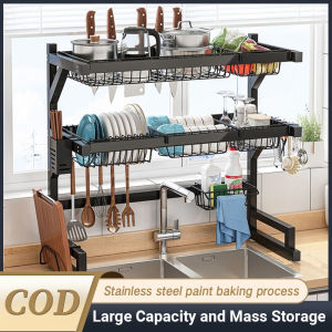 Kitchen rack 304 stainless steel kitchen storage rack rack multi-function drain rack tableware rack single layer/double layer 65CM85CM