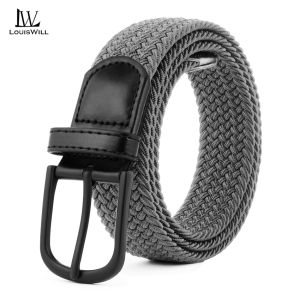 LouisWill Men Sports Belt Outdoor Punch-free Woven Belt High Elastic Adjustable Belt Waistband Youth Sports Canvas Pant Belt Breathable Belt  Casual Simple Nice Waistband