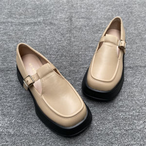 Retro Fashion Japanese Harajuku British Style Square Head T-strap Thick Bottom Mary Jane Shoes Large Head Fashionable Casual Loafers