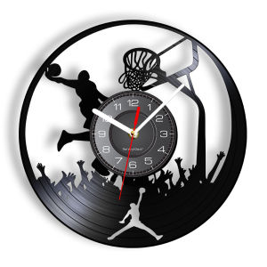 Vinyl Record Wall Clock Basketball Player Creative Retro Nostalgic Wall Home Decor Clock Wall Clock