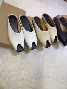 Summer leather Muehl shoes - fashionable flip-flops half-covered womens outerwear style open-toe slip-on peep-toe sandals