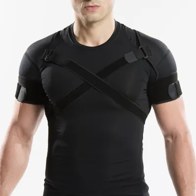 Buzesty Double Shoulder Support Brace Strap Wrap Neoprene Protector Pressure for Preventing Strains and Dislocation Alleviating Shoulder Pain Adjustable Fit for Men and Women
