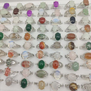 20pc/Lot Wholesale New Bohemia Mix Color Agate Stone Finger Rings For Women Hot Natural Grain Joint Ring Girl Party Wedding Gift