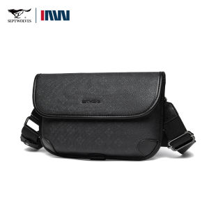 SEPTWOLVES Printed Leather Sling bag for men original 2025 waterproof Monogram Flip Cover Crossbody bag men Branded waist phone bag ipad For Outdoor casual Work Office