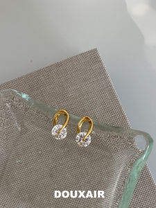 Elegant Intersecting Silver Earrings with Zircon Stones Fashionable Versatile Womens Jewelry Stylish OL Accessory