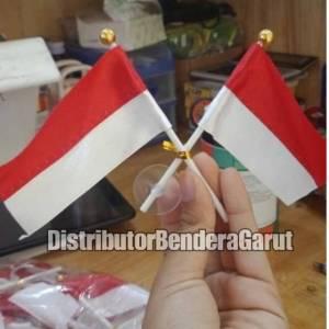 ISI 100 PCS/BENDERA SILANG MERAH PUTIH/BENDERA DOP KACA