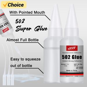 JXVX 20g 502 Liquid Super Glue Wood Rubber Metal Glass Cyanoacrylate Adhesive Stationery Store Nail Gel Instant Strong Glue toolMultiple specifications available.