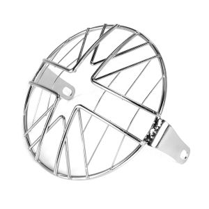 6.5" Motorcycle Headlight Mesh Grill Guard Front Lamp Mesh Grille Cover Protector Chrome for Cafe Racer Cruiser