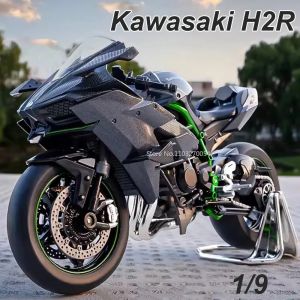 1/9 Kawasaki H2R S1000RR Motorcycle Model Car Toy Alloy Diecast Sound Light Vehicle Collection Decoration For Boys Birthday Gift