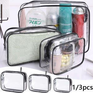 1/3pcs Transparent Makeup Bag Pvc Waterproofing Wear-Resistant Toiletries Bags Multi Doll Clothes Towels Cosmetics Storage Bag