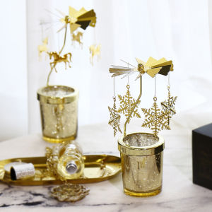 European Ins Rotating Candlestick Creative Revolving Scenic Lantern Aromatherapy Candle Minimalist Young Adult Heart Living Room Dining Table Gift Decoration