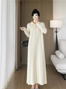 plus Size Long Ankle-Length Dress High Waist Slimming Style Korean Version Knitted Maxi Dress for Tall Women Autumn Winter