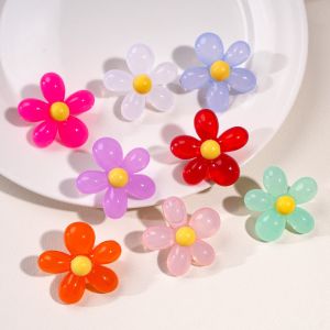 40mm Acrylic Translucent Flower Large Hole Beads For DIY Earring Keychain Mobile Phone Chain Craft Jewelry Making Hair Accessory