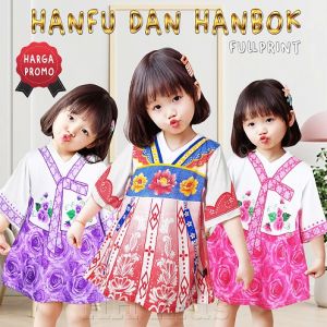dress anak bayi 0-5 thn fullprint hanbok korea bahan rayon lembut dan adem/ dress hanbok anak murah
