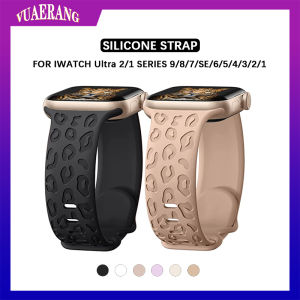 VUAERANG Silicone Strap for Apple Watch Band 49mm 45mm 44mm 42mm 41mm 40mm 38mm Engraved Correa Bracelet Strap for i Watch Ultra 2/1 Series 9/8/7/SE/6/5/4/3/2/1 Smartwatch Accessories