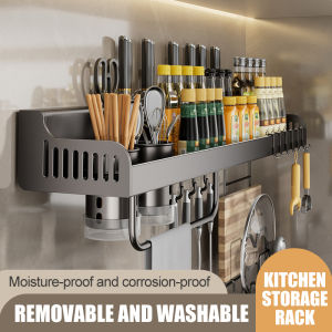 Household kitchen Rack Utensil Holder perforated storage rack Multi functional seasoning rack Wall mounted storage rack