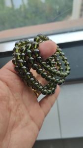 Natural Moldavite Green Aerolites Czech Crystal Stone Raw Stone Grinding 8mm Bead Meteorite Bracelet