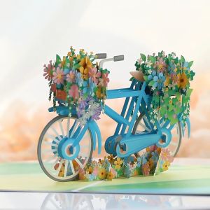 3D Greeting Card Bicycle Flowers Pop Up Card Funny Bike Cards Birthday Card for Kids Boys Girls Adults Greeting Cards for Baby Shower Christmas Thanksgiving Anniversary