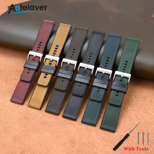 Aotelayer 20mm 22mm 24mm Crazy Horse Leather & Rubber Watch Strap Quick Release for Men Women Universal Bracelet Retro Durable Watch Band Accessories