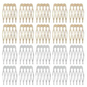 10pcs Gold Metal Side Hair Combs Plain Blank Headpiece French Twist Clip For DIY Wedding Bridal Veil Combs Decor Hair Accessory