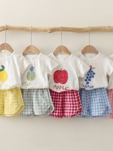 Korean Style Summer Outfit for Babies 2-Piece Set Pure Cotton Short Sleeve T-Shirt And Shorts Thin And Cute Childrens Clothing