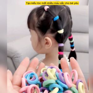 Túi 100GR Khoảng 500 sợi thun buộc tóc vải mềm cho bé KAKA - Kích thước 1.5-2cm