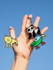 Creative Acrylic Keychain Collection Original Panda Dog Animal Shape Key Holder Multidimensional Design Festival Gift