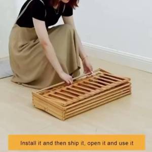 XPERO Foldable Bamboo Shoe Rack Balcony Rack Wooden Storage Shelves Stand Shelf Shoe Rack Organizer Storage Wood Shoe Rack