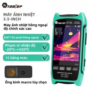 Camera Chụp Ảnh Nhiệt TOOLTOP ET15C Độ Phân Giải 256 * 192 Pixel Màn Hình 35 Inch Với 15 Bảng Màu Để Sửa Chữa Điện Tử Kiểm Tra Hệ Thống Sưởi Sàn
