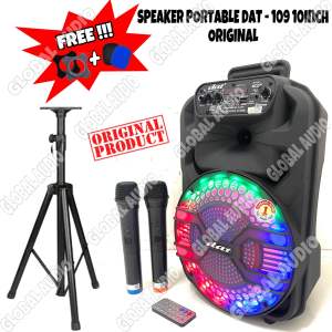 Speaker Portable Dat DT 109 10inch Original Plus Stand Free 2bh Mic Wireless Busa n Ring Portabel Dat109 ( Bisa COD )