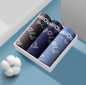 miiow | Pure Cotton Soft Comfortable Mens Briefs Breathable Flat Angle Underwear Large Size Sport Style Mid Waist Briefs