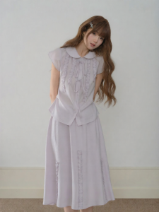 loveheynew | Bộ Đồ Nữ Mùa Hè Giảm Tuổi Lovable Với Cổ Áo Voan Tím