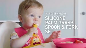 MARCUS & MARCUS SILICONE PALM GRASP SPOON & FORK SET