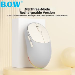 B.O.W | Silent Ergonomic RGB Backlit Three-mode Wireless Bluetooth Mouse