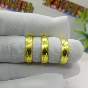 Cincin Logam Kuningan Asli Motif Wajik Segi 4