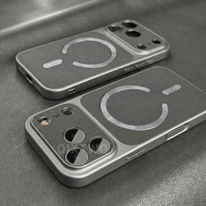 Ốp Điện Thoại Không Dây Sạc Từ Tính Giả Da Cao Cấp Cho iPhone 13/14/15/16/17 Pro Max Plus Air - Vỏ Mềm TPU Chống Sốc