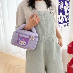 Zaman Now - Tas Tangan Kosmetik Lucu / Pouch Bulu Halus / Tas Karakter Serbaguna / Kosmetik Motif Lucu