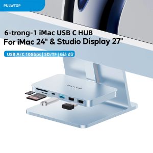 Hub USB PULWTOP iMac 10Gbps Với Cổng USB A/C 2.0 & Đầu Đọc Thẻ SD/TF Dành Cho iMac 24 Inch Và Studio Display 27 Inch - Trạm Kết Nối 6 Cổng
