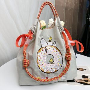 New Large Capacity Womens Handbag Embroidered Ballchain Shopping Bag Single Shoulder Crossbody Bag Stylish Nylon Ladies Purse