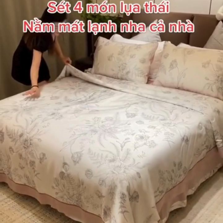 (HÀNG NHẬP) Bộ Chăn Ga Gối Lụa Thái 6D 4 Món - Mền Trần Bông Nhập Khẩu ...