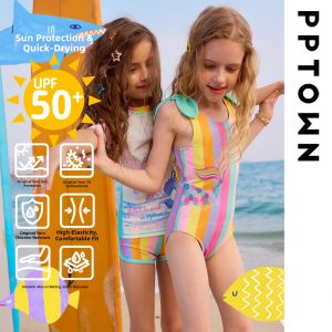 PPTOWN | Rainbow Sunscreen Quick-Drying One-Piece Swimsuit
