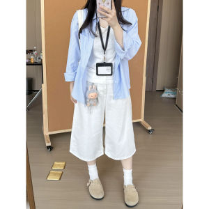 QIANCHANGNAAI | Oversized Vintage High Street Pleated High Waist Loose Straight Leg Wide Thigh Denim Shorts