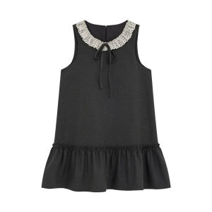 NIHAOKANONG | Đầm Tank Phối Màu Đốm Nối Cổ Điển