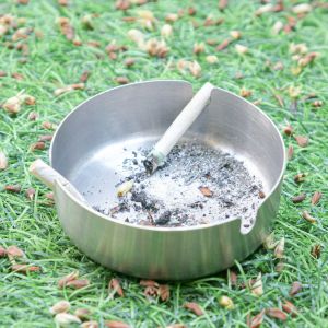 Asbak Stainless Steel Anti Karat Tatakan Tempat Sampah Abu Ampas Ashtray Modern Cafe Style Murah