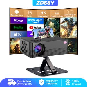 ZDSSY P35แอนดรอยด์11โปรเจคเตอร์4K 1080P แบบพกพาสมาร์ททีวีเครื่องฉายวิดีโอโฟกัส1280*720P และแก้ไขคีย์สโตนไวไฟ6 BT5.2สำหรับเกมภาพยนตร์บ้านโรงภาพยนตร์3500ลูเมนโครงการวิดีโอ