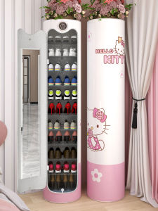 Smart Rotating Disinfection Shoe Cabinet Home Entrance round Barrel Design with Mirror Storage Rack Modern Minimalist Style