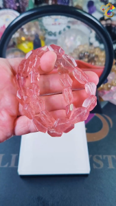 Collection Grade Faceted Free Form White Strawberry Quartz Bracelet