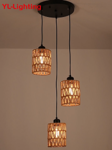 New Simple Living Room Ceiling Light Modern Hemp Rope Woven Bedroom Chandelier Home Dining Room Lamp