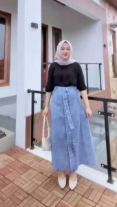 Pg Jeans - Natali Rok Jeans Skirt Panjang Wanita Denim Tebal
