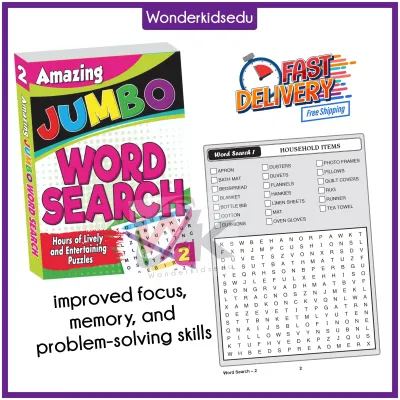 Amazing Jumbo Word Search Book - Crossword Puzzle for Kids - Word Games - Brain Teaser Hobbies